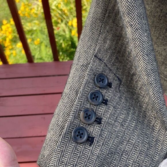 Gap Blazer Winter Spring wool suede elbow patches Herringbone Blazer Browns  8 - Picture 3 of 16